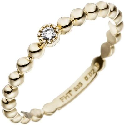 52 - Damen Ring Kugel 585 Gelbgold 1 Diamant Brillant 0,02ct. Kugelring | 48214 / EAN:4053258326695