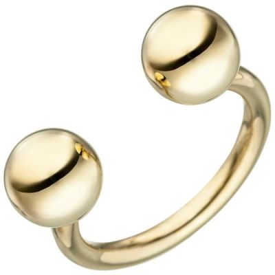 52 - Damen Ring Kugel Kugeln 925 Sterling Silber gold vergoldet Kugelring offen | 48287 / EAN:4053258328446