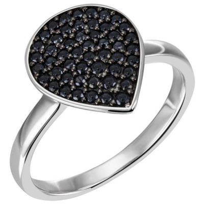 52 - Damen Ring Tropfen 925 Sterling Silber 51 Zirkonia schwarz | 53474 / EAN:4053258521540