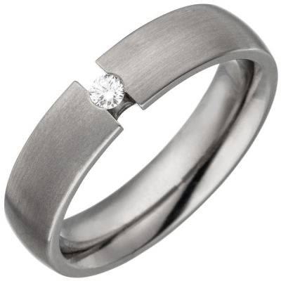 52 - Partner Ring Titan Diamant Brillant 0,05ct. Titanring matt | 48975 / EAN:4053258337295