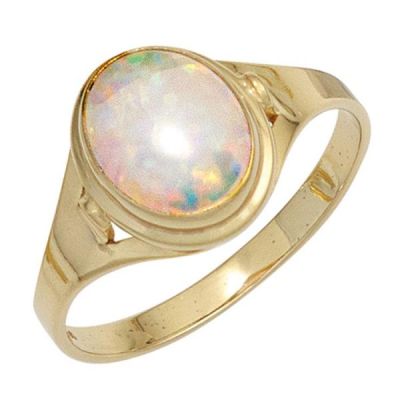 54 - Damen Ring 333 Gelbgold 1 Opal Goldring | 42526 / EAN:4053258253007