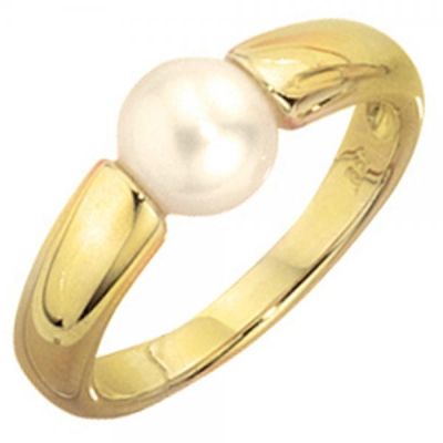 54 - Damen Ring 333 Gelbgold 1 Perle Goldring Perlenring | 30602 / EAN:4053258061831