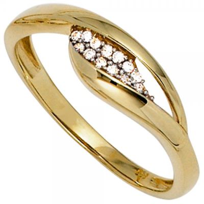 54 - Damen Ring 333 Gelbgold bicolor mit Zirkonia Goldring | 39628 / EAN:4053258233849