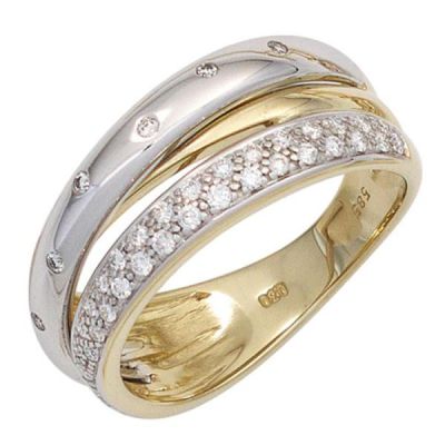 54 - Damen Ring, 585 Gelbgold Weißgold bicolor 41 Diamanten | 42176 / EAN:4053258246399