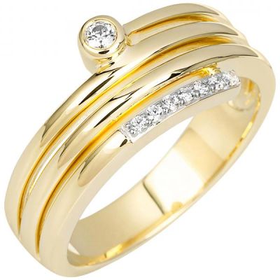 54 - Damen Ring 585 Gold Gelbgold 8 Diamanten Brillanten Goldring | 54339 / EAN:4053258546239