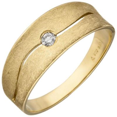 54 - Damen Ring 585 Gold Gelbgold eismatt, 1 Diamant Brillant 0,06ct. | 52539 / EAN:4053258470183