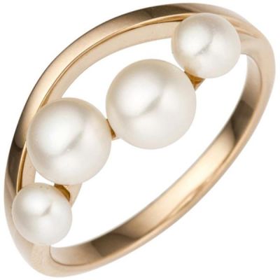 54 - Damen Ring 585 Rotgold Rosegold 4 Perlen Perlenring | 50440 / EAN:4053258348079