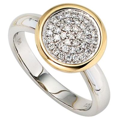 54 - Damen Ring 585 Weißgold Gelbgold bicolor 40 Diamanten | 37340 / EAN:4053258036402