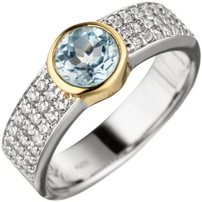 54 - Damen Ring 925 Silber Blautopas blau mit Zirkonia | 47239 / EAN:4053258313053
