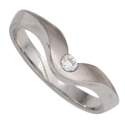 54 - Damen Ring 950 Platin matt 1 Diamant Brillant 0,08ct. Platinring | 42212 / EAN:4053258247310