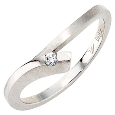 54 - Damen Ring 950 Platin mattiert 1 Diamant Brillant 0,03ct. | 37179 / EAN:4053258043356