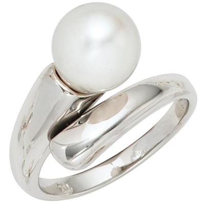 54 - Damen Ring aus 925 Sterling Silber rhodiniert 1 Perle Perlenring | 40409 / EAN:4053258238479