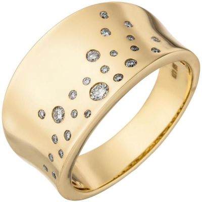 54 - Damen Ring breit 585 Gold Gelbgold 25 Diamanten 0,23ct. | 50714 / EAN:4053258358313