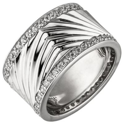 54 - Damen Ring ca. 11,8 mm breit 925 Sterling Silber mit Zirkonia | 52003 / EAN:4053258467060