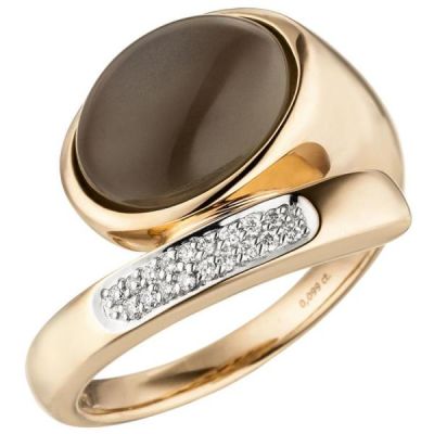 54 - Damen Ring Mond 585 Rotgold 1 Mondstein Cabochon 18 Diamanten | 50485 / EAN:4053258353295