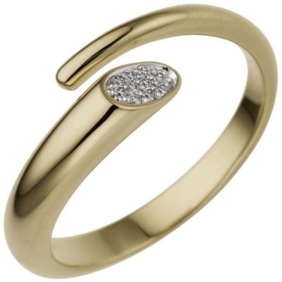 54 - Damen Ring offen 585 Gold Gelbgold 10 Diamanten | 53422 / EAN:4053258516980