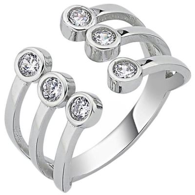 54 - Damen Ring offen 925 Sterling Silber 6 Zirkonia | 52426 / EAN:4053258460399