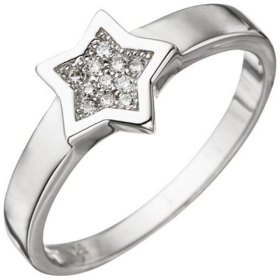 54 - Damen Ring Stern 925 Sterling Silber mit Zirkonia | 46493 / EAN:4053258309278