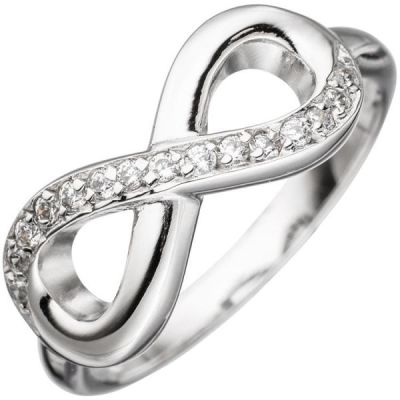 54 - Damen Ring Unendlichkeit 925 Sterling Silber rhodiniert mit Zirkonia | 45462 / EAN:4053258298824