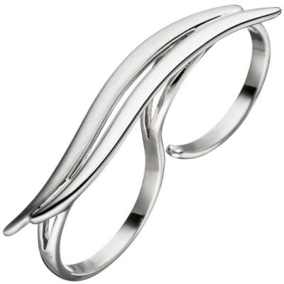 54 - Damen Ring Zweifingerring 925 Sterling Silber matt mattiert 2 Finger | 46408 / EAN:4053258316795