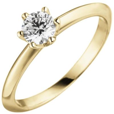 56 - Damen Ring 585 Gelbgold 1 Diamant Brillant 0,70 ct. Solitär | 50841 / EAN:4053258360606