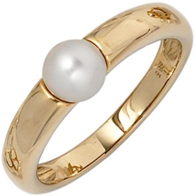 56 - Damen Ring 585 Gelbgold 1 Perle, Perlenring | 39859 / EAN:4053258236420