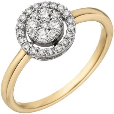 56 - Damen Ring 585 Gelbgold Weißgold, bicolor 28 Diamanten | 50737 / EAN:4053258358740