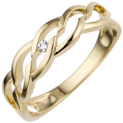 56 - Damen Ring 585 Gold Gelbgold 1 Diamant Brillant 0,02ct. | 53420 / EAN:4053258516843