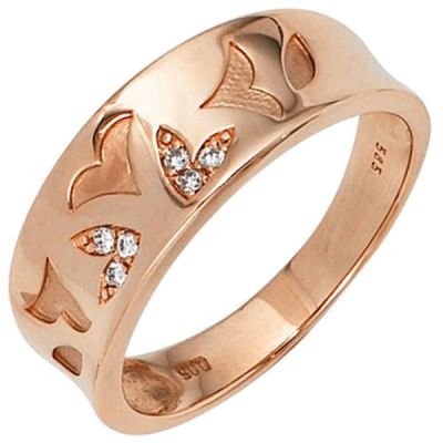 56 - Damen Ring 585 Gold Rotgold 6 Diamanten 0,05ct. Rotgoldring | 39581 / EAN:4053258233481