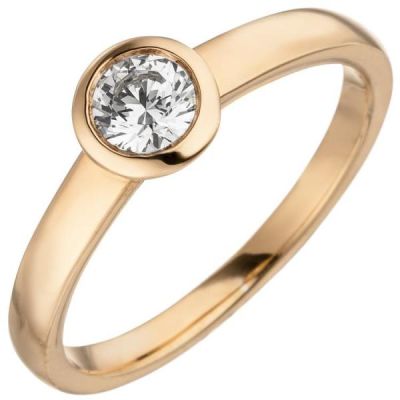 56 - Damen Ring 585 Rotgold, 1 Diamant Brillant 0,15 ct. Diamantring, Solitär | 50808 / EAN:4053258361252