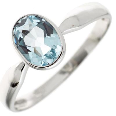 56 - Damen Ring 925 Sterling Silber 1 Blautopas hellblau blau, 8,7 mm breit | 40152 / EAN:4053258237397