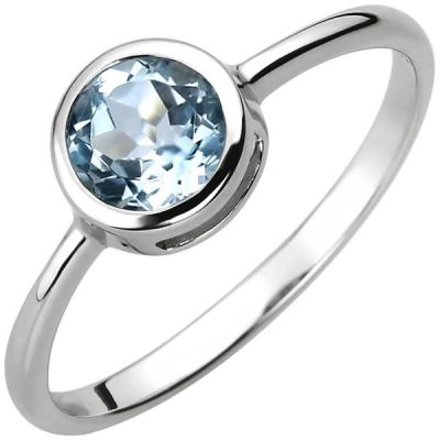 56 - Damen Ring 925 Sterling Silber, 1 Blautopas hellblau blau | 52807 / EAN:4053258507353