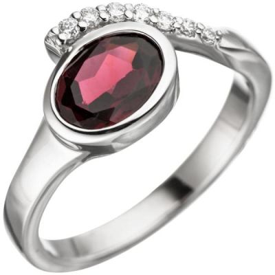 56 - Damen Ring 925 Sterling Silber 1 Granat rot mit Zirkonia | 47243 / EAN:4053258313121