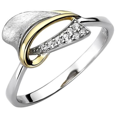 56 - Damen Ring 925 Sterling Silber bicolor eismatt 8 Zirkonia | 52692 / EAN:4053258502877