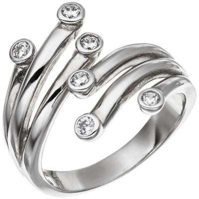 56 - Damen Ring 925 Sterling Silber rhodiniert 6 Zirkonia | 43207 / EAN:4053258262030