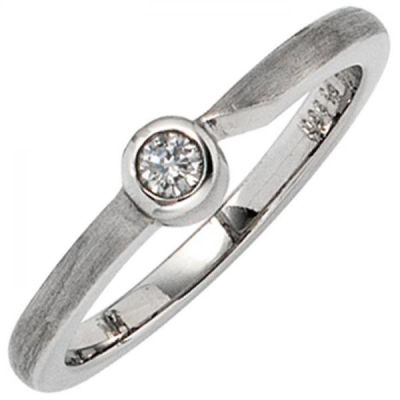 56 - Damen Ring aus 950 Platin matt 1 Diamant Brillant 0,08ct. Platinring | 39499 / EAN:4053258232644