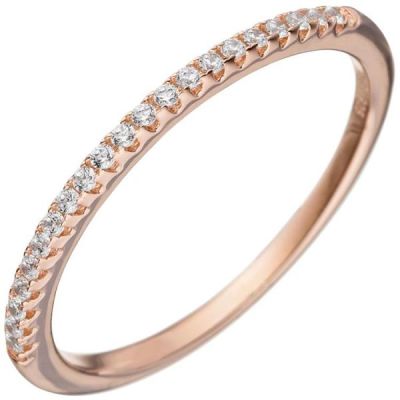 56 - Damen Ring schmal 925 Sterling Silber rotgold mit Zirkonia | 49425 / EAN:4053258344422