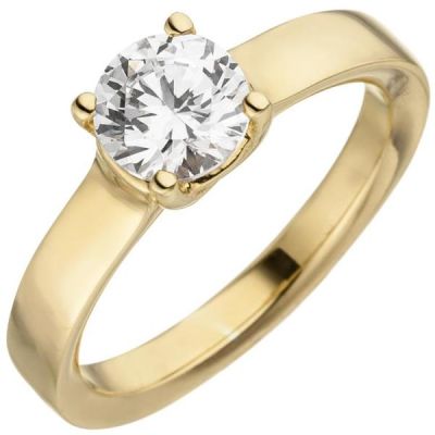 58 - Damen Ring 585 Gelbgold 1 Diamant Brillant 1,0 ct. Diamantring Solitär, 6,2 mm | 50752 / EAN:4053258359747