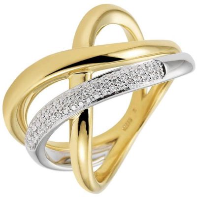 58 - Damen Ring 585 Gelbgold Weißgold bicolor 61 Diamanten | 50488 / EAN:4053258348529