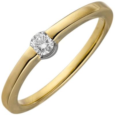 58 - Damen Ring 585 Gold Gelbgold 1 Diamant Brillant 0,15ct. Diamantring | 52518 / EAN:4053258512654