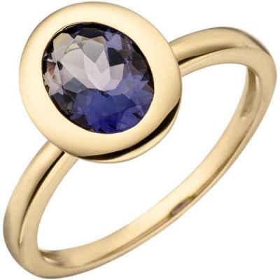 58 - Damen Ring 585 Gold Gelbgold 1 Iolith Goldring Iolithring | 50728 / EAN:4053258358658