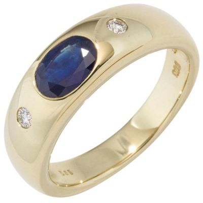 58 - Damen Ring 585 Gold Gelbgold 1 Safir blau | 39782 / EAN:4053258235584