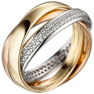 58 - Damen Ring 585 Gold tricolor dreifarbig 122 Diamanten | 46651 / EAN:4053258314081