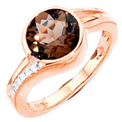 58 - Damen Ring 585 Rotgold 1 Rauchquarz braun 5 Diamanten | 30485 / EAN:4053258050682