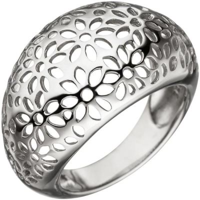 58 - Damen Ring breit mit Blumen Muster aus 925 Sterling Silber | 46372 / EAN:4053258316276