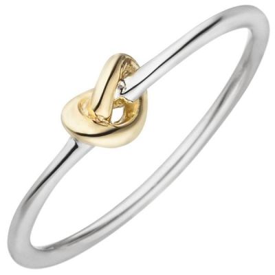 58 - Damen Ring Knoten 925 Sterling Silber bicolor | 53567 / EAN:4053258533048