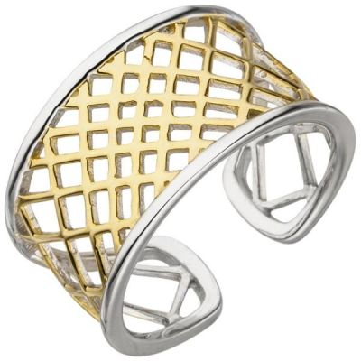 58 - Damen Ring offen 925 Sterling Silber, bicolor | 51980 / EAN:4053258466100