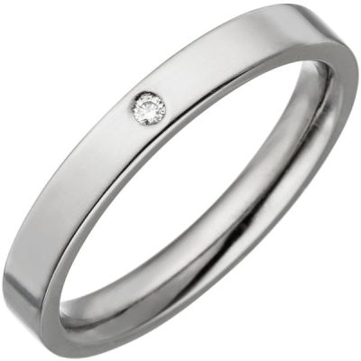 58 - Partner Ring schmal Titan 1 Diamant Brillant Partnerring Titanring | 48971 / EAN:4053258336977