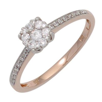 60 - Damen Ring 585 Gold Rotgold Weißgold bicolor 29 Diamanten | 42149 / EAN:4053258245781