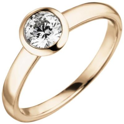 60 - Damen Ring 585 Rotgold 1 Diamant Brillant 0,50 ct. Solitär | 50810